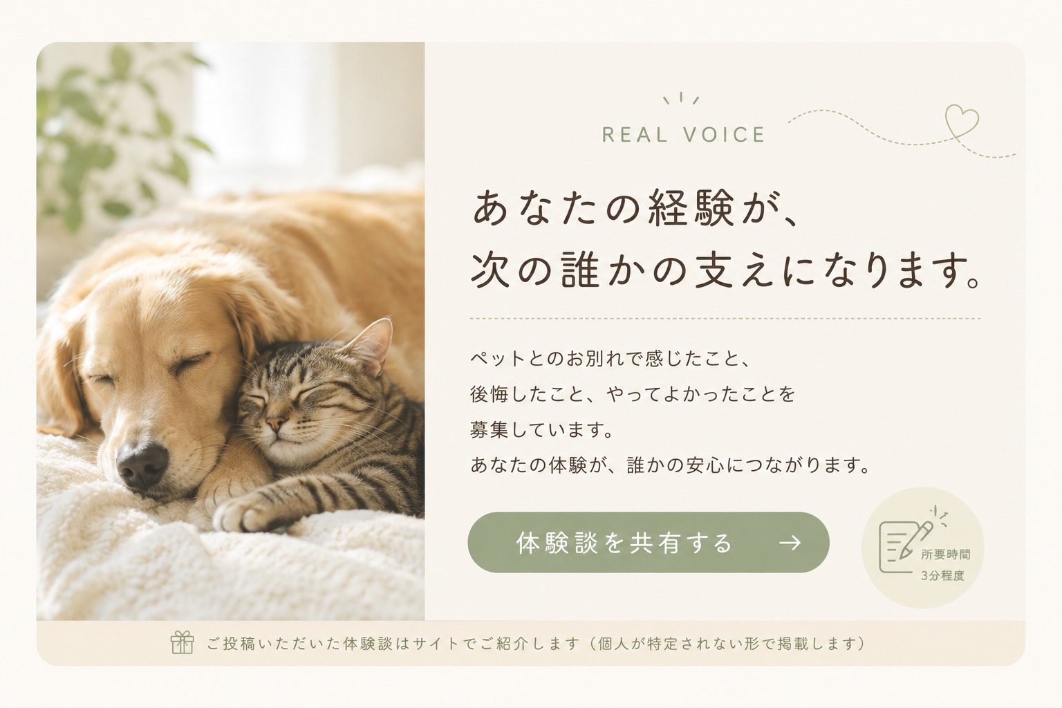 あなたの経験が、次の誰かの支えになります。体験談を共有する(所要時間3分程度)